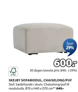 JYSK SKEJBY SOFAMODUL, CHAISELONG/PUF tilbud