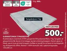 JYSK GJENDETUNGA TYNGDEDYNE tilbud