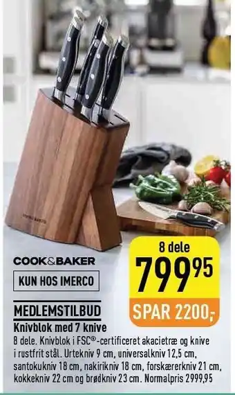 Imerco COOK & BAKER Knivblok med 7 knive tilbud