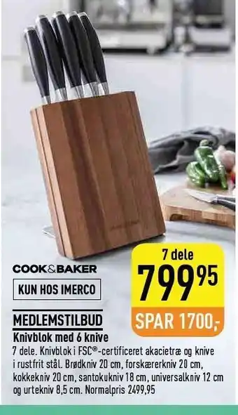 Imerco COOK & BAKER Knivblok med 6 knive tilbud