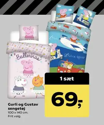 Kvickly Gurli og Gustav sengetøj tilbud