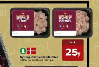 Kvickly Kylling i tern eller strimler tilbud