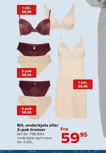 Kvickly BH, underkjole eller 2-pak trusser tilbud
