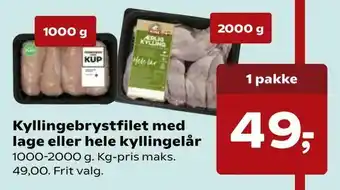 Kvickly Kyllingebrystfilet med lage eller hele kyllingelår tilbud