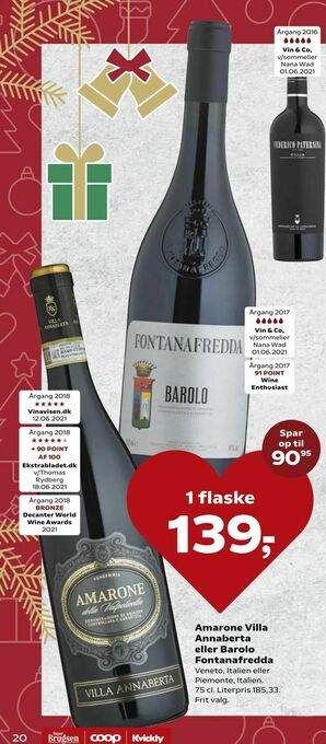 Kvickly Amarone Villa Annaberta eller Barolo Fontanafredda tilbud