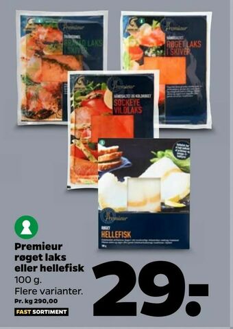 Netto Premieur røget laks eller hellefisk tilbud