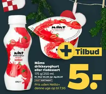 Netto Måms drikkeyoghurt eller risdessert tilbud