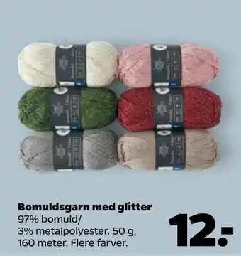Netto Bomuldsgarn med glitter tilbud