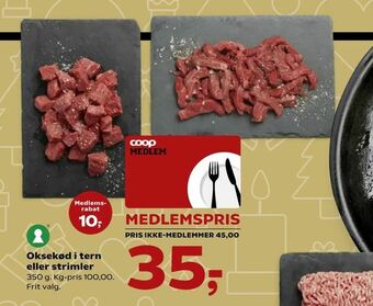 SuperBrugsen Oksekød i tern eller strimler tilbud