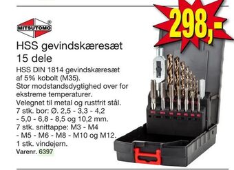 HSS gevindskæresæt 15 dele