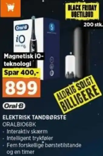 Power Elektrisk Tandbørste ORALBIO6BK tilbud