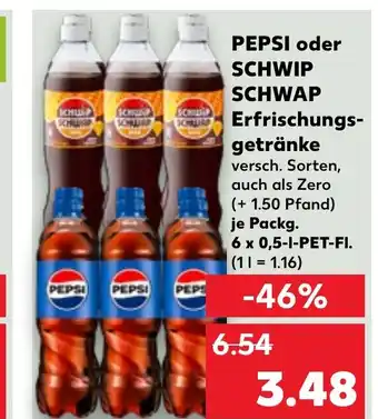 Kaufland PEPSI oder SCHWIP SCHWAP Erfrischungs- getränke tilbud