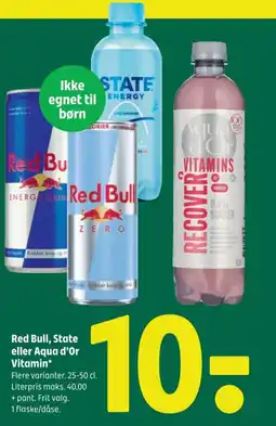 Coop 365 Red Bull, State eller Aqua d'Or Vitamin tilbud
