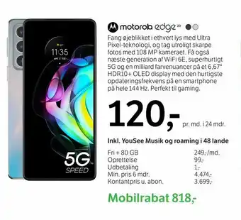 YouSee Motorola edge tilbud