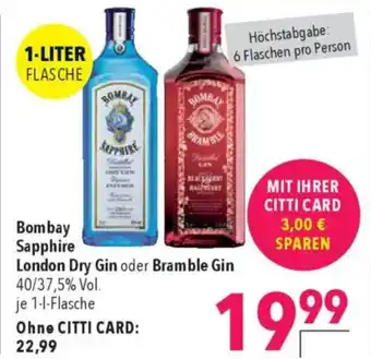 Citti BOMBAY Sapphire London Dry Gin oder Bramble Gin tilbud