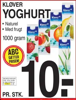 ABC Lavpris KLØVER Yoghurt tilbud
