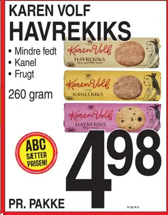 ABC Lavpris KAREN VOLF Havrekiks tilbud