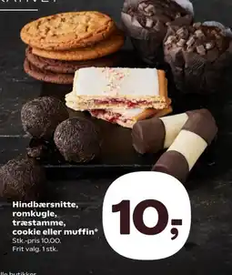 SuperBrugsen Hindbærsnitte, romkugle, træstamme, cookie eller muffin tilbud