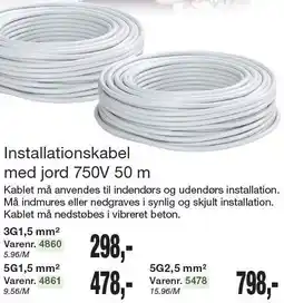 Harald Nyborg Installionskabel med jord 750V 50 m tilbud