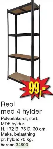Harald Nyborg Reol med 4 hylder tilbud
