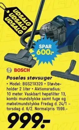 Bilka BOSCH Poseløs støvsuger tilbud