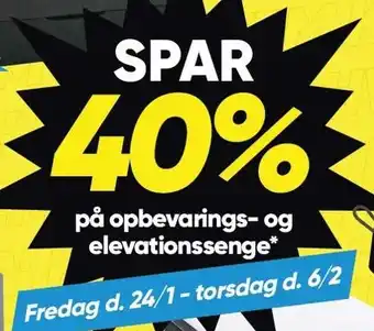 Bilka SPAR 40% på opbevarings- og elevationssenge tilbud