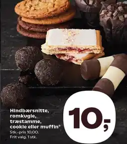 Kvickly Hindbærsnitte, romkugle, træstamme, cookie eller muffin tilbud