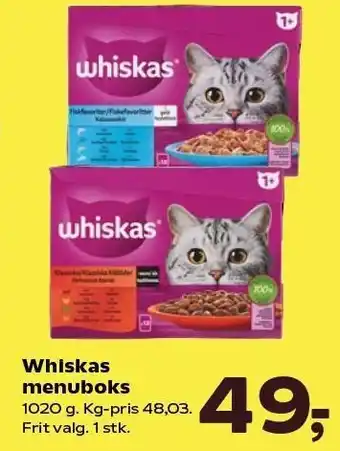 Kvickly Whiskas menuboks tilbud