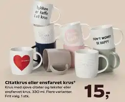 Kvickly Citatkrus eller ensfarvet krus tilbud