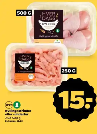 Netto Kyllingestrimler eller -underlår tilbud