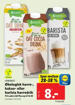 Lidl Økologisk havre-, kakao- eller barista havredrik tilbud