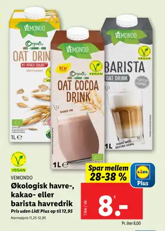 Lidl Økologisk havre-, kakao- eller barista havredrik tilbud