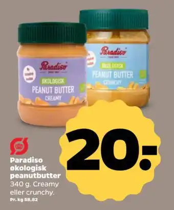 Netto Paradiso økologisk peanutbutter tilbud