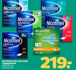 Netto Nicotinell eller nicorette tyggegummi tilbud