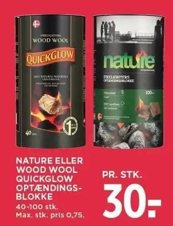 MENY NATURE ELLER WOOD WOOL QUICKGLOW OPTÆNDINGSBLOKKE tilbud