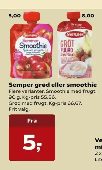 SuperBrugsen Semper grød eller smoothie tilbud