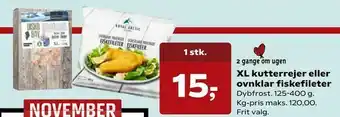 SuperBrugsen XL kutterrejer eller ovnklar fiskefileter tilbud