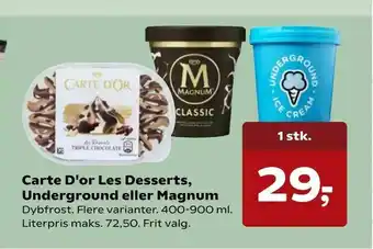 SuperBrugsen Carte D'or Les Desserts, Underground eller Magnum tilbud