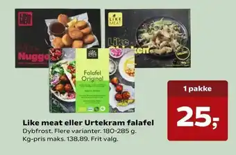 SuperBrugsen Like meat eller Urtekram falafel tilbud