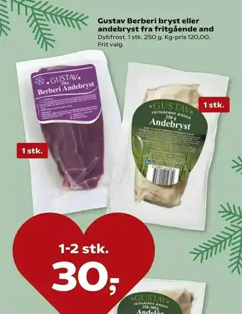 SuperBrugsen Gustav Berberi bryst eller andebryst fra fritgående and tilbud