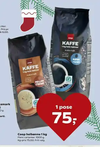SuperBrugsen Coop helbønne 1 kg tilbud