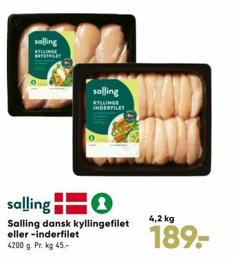 Bilka Salling dansk kyllingefilet eller -inderfilet tilbud