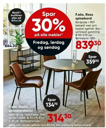 Bilka Ross spisebord tilbud