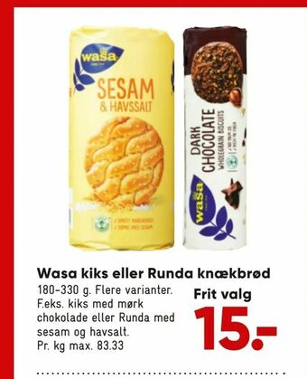 Bilka Wasa kiks eller Runda knækbrød tilbud