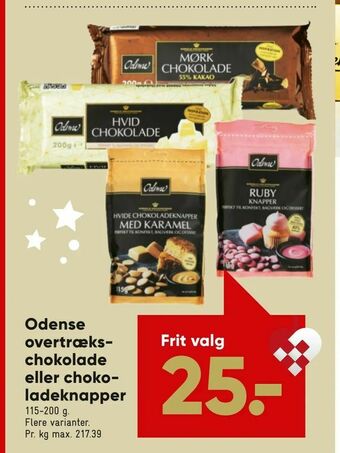 Odense overtrækschokolade eller chokoladeknapper