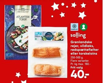 Grønlandske rejer, vildlaks, rødspættefielter eller torskeloins