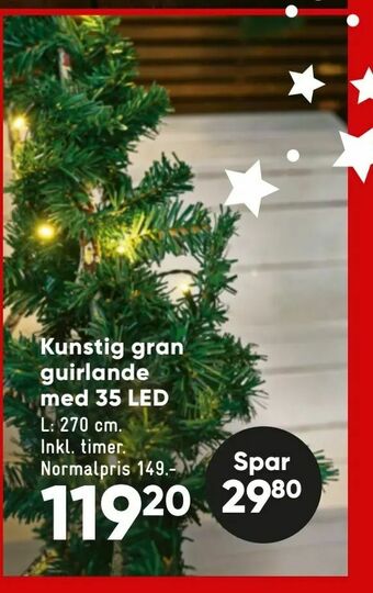 Bilka Kunstig gran guirlande med 35 LED tilbud