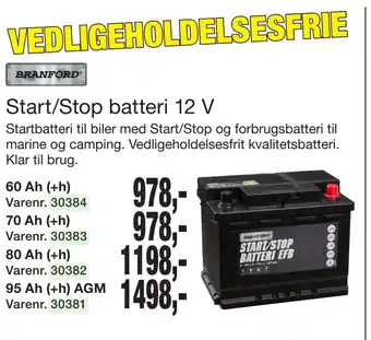 Harald Nyborg Start/Stop batteri 12 V tilbud