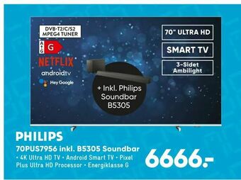 Bilka Philips 70PUS7956 inkl. B5305 Soundbar tilbud