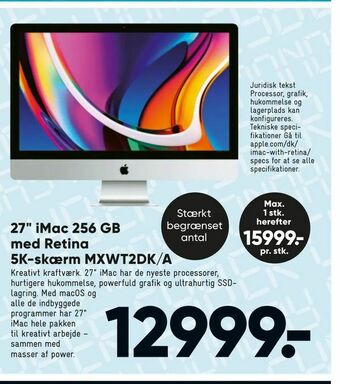 27" iMac 256 GB med Retina 5K-skærm MXWT2DK/A